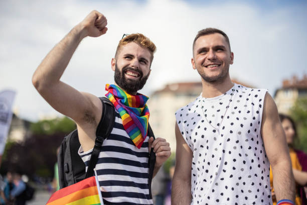 istock Gay men on street parade 1460994025