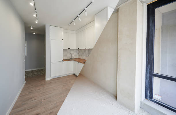 istock Kitchen apartment room before and after renovation. 1460996939