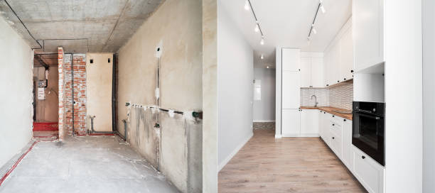 istock Comparison of kitchen before and after renovation. 1460997221