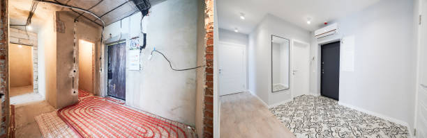 istock Apartment with doorways before and after renovation. 1460997242