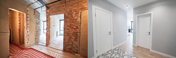 istock Apartment with heated floor before and after renovation. 1460997482