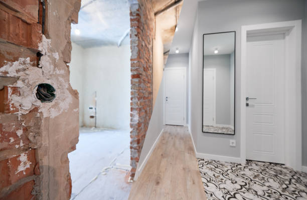 istock Apartment with heated floor before and after renovation. 1460998750