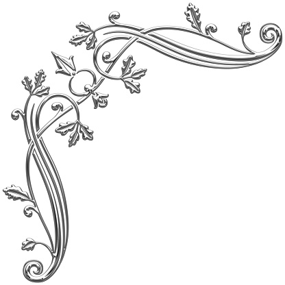 Art Deco style vector illustration with silhouettes of oak leaves creating a corner