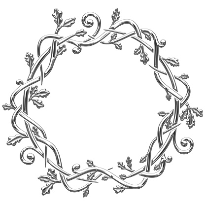 Art Deco style vector illustration with silhouettes of oak leaves creating a circular border