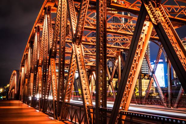 istock Waibaidu Bridge in Shanghai, China ​at night 1461002597