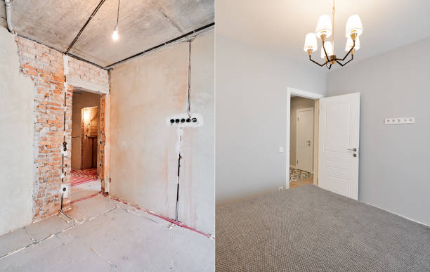 istock Comparison of bedroom before and after renovation. 1461004385