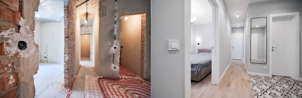 istock Apartment with heated floor before and after renovation. 1461004876