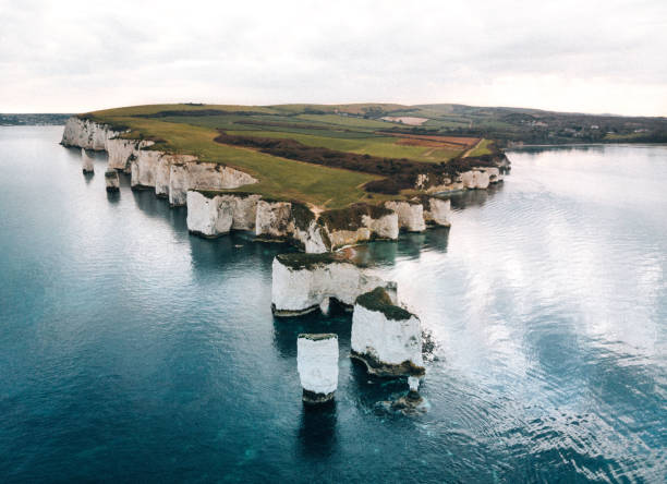 istock Drone shot of famous old Harry rocks in Dorset 1461008332
