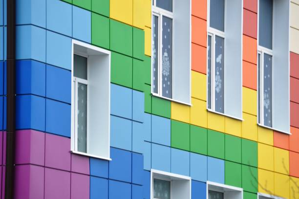 istock colored facade of the building 1461010447
