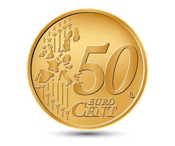 Fifty euro cent coin. Reverse coin. Vector illustration. Fifty euro cent coin. Reverse coin. Vector illustration. background of a euro coins stock illustrations