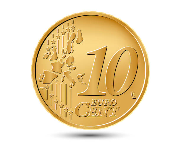 Ten euro cent coin. Reverse coin. Vector illustration. Ten euro cent coin. Reverse coin. Vector illustration. background of a euro coins stock illustrations