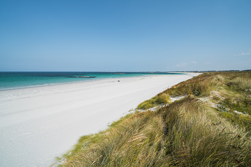 The beautiful view of the empty beach and the sea. Brittany, France.