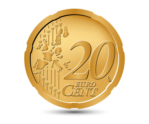 Twenty euro cent coin. Reverse coin. Vector illustration. Twenty euro cent coin. Reverse coin. Vector illustration. background of a euro coins stock illustrations