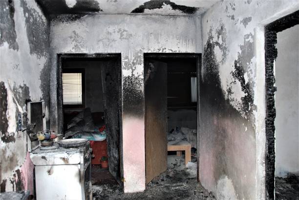 istock View of the inside of an abandoned, burned building 1461014330
