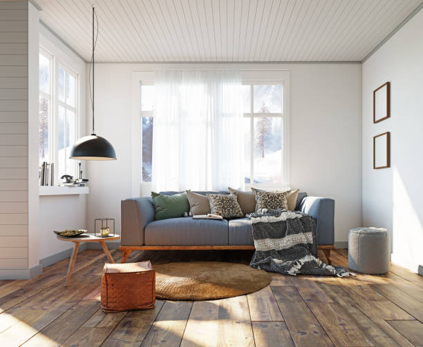 istock Comfortable sofa in scandinavian modern living room 1461016539