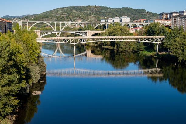 istock Decorative arch bridge over Minho river in Galicia, Spain 1461016545