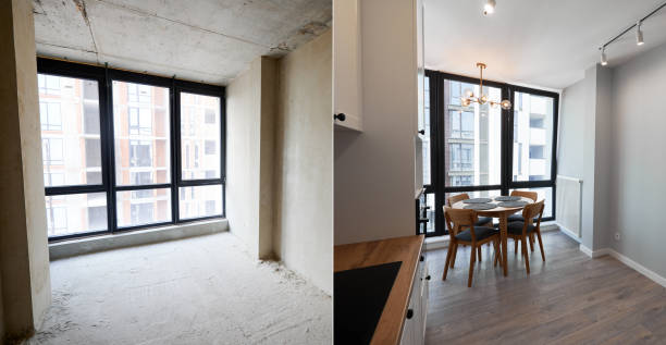 istock Comparison of apartment before and after renovation. 1461019434