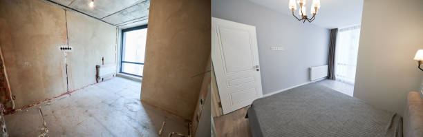 istock Apartment bedroom before and after renovation. 1461021591