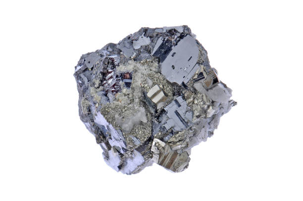 galena, pyrite et calcite polymétallique - cadmium photos et images de collection