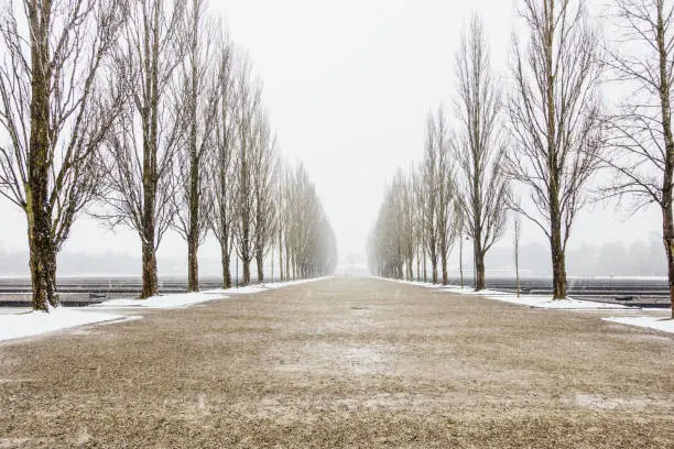 A shot of Dachau concentration camp in Dachau, Germany. It was the first Nazi concentration camp