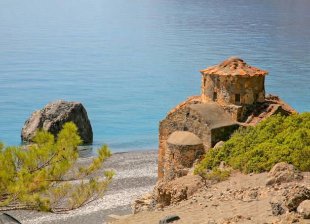 istock Agios Pavlos beach with Saint Paul church 1461024239