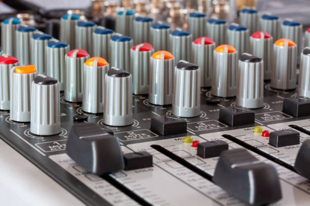 istock Closeup of the sound mixer console 1461024357
