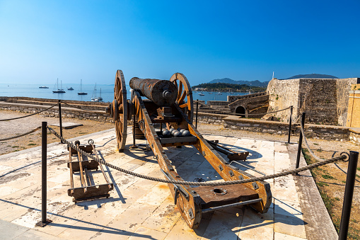 Old cannon on the old fortress of Kerkyra, Corfu
