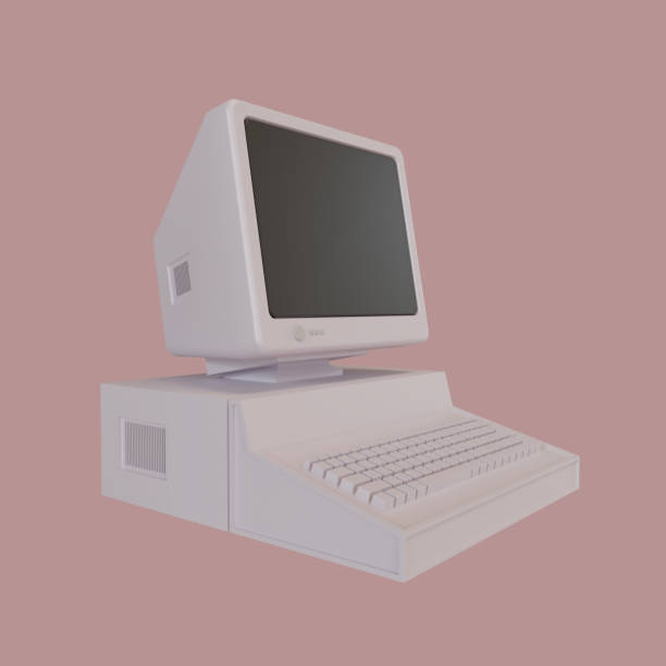 istock White old fashioned personal computer vintage style. 3d render illustration. isolated on pink background 1461025428