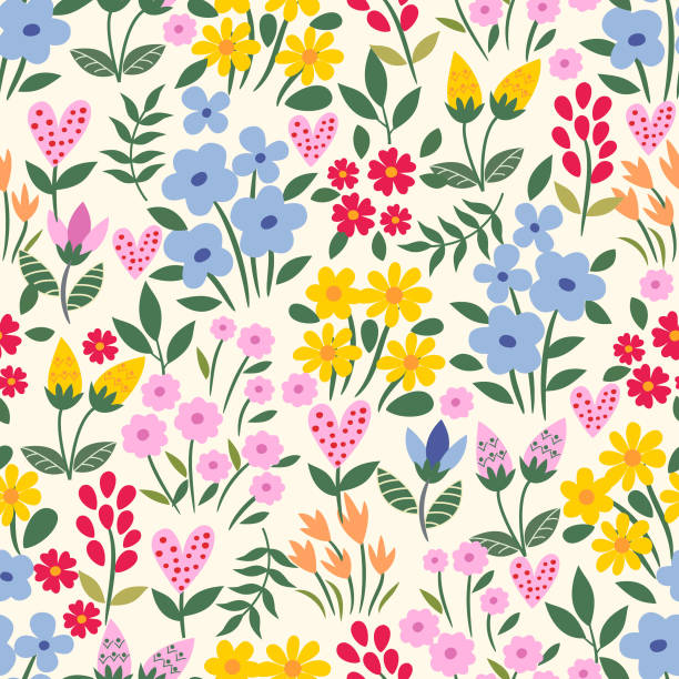 Floral seamless pattern . Vector floral seamless pattern . flower stock illustrations