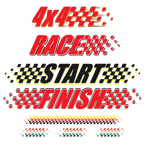 красные и черные линии флагов установлены - checkered flag starting line sports race flag stock illustrations