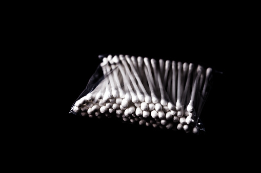 A pack of cotton swabs, white cotton swabs