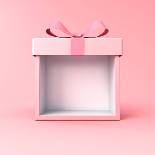 istock Sweet pink product display gift box or blank exhibition booth present box stand with pink ribbon bow isolated on pink pastel color background with shadow minimal conceptual 3D rendering 1461031211