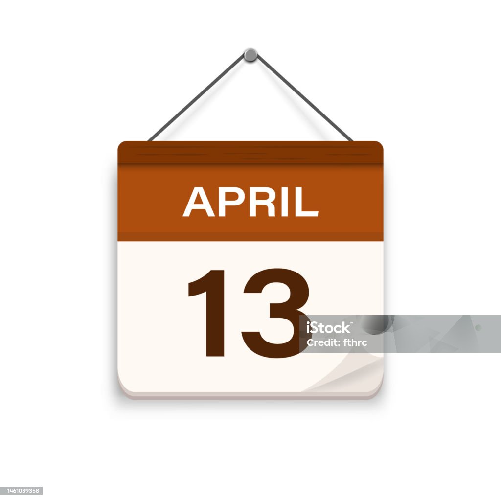 April 13 Calendar Icon With Shadow Day Month Meeting Appointment Time