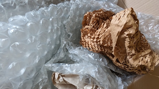 Bubble wrap and brown paper