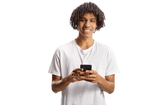 istock African american young man with dreadlocks using a smartphone and smiling 1461046950