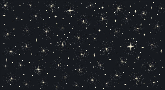 Background with stars, vector pattern night sky filled with lots of stars. Boho star universe background
