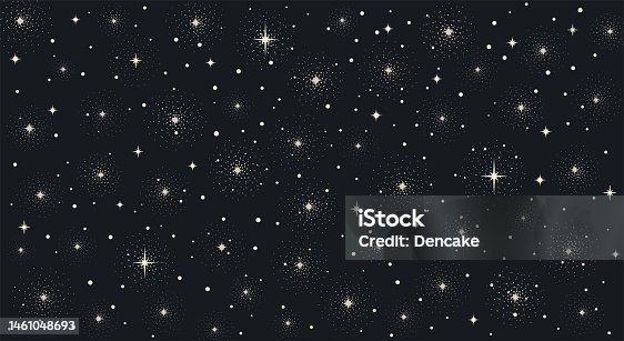istock Background with stars, vector pattern night sky filled with lots of stars. Boho star universe background. 1461048693