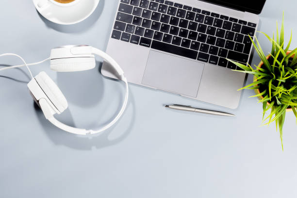 istock Top view business office desk 1461049315