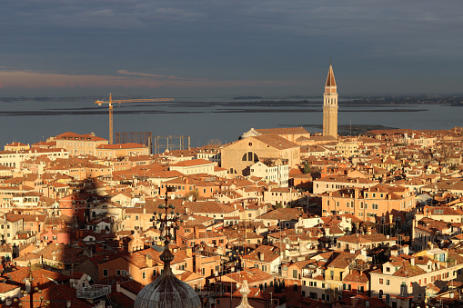 Venice city view. Sunny evening in beautiful Italian city. Romantic holydays destinations concept.
