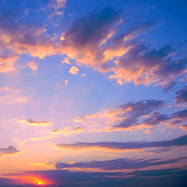 istock Fantastic pink sunset against beautiful blue sky 1461053280