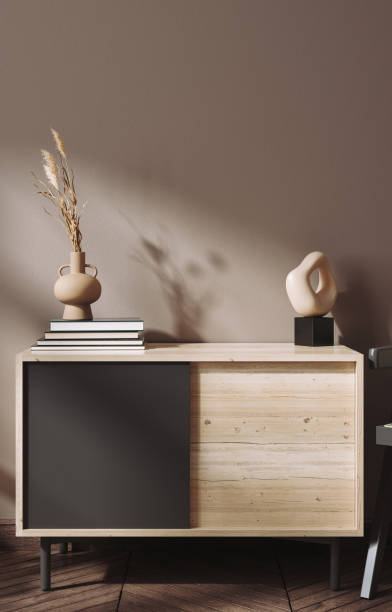 istock Contemporary nomadic home interior background, blank wall mockup 1461053523