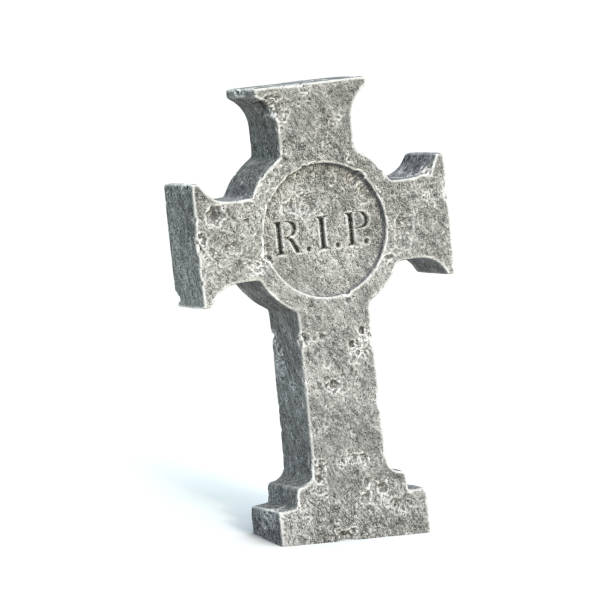 istock Gravestone on white background, tombstone with RIP inscription on it, 3d rendering 1461057255