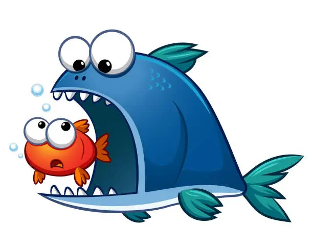Vector illustration of Fish Eating Fish