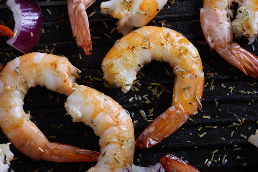 Fried Prawns or Shrimps on pan