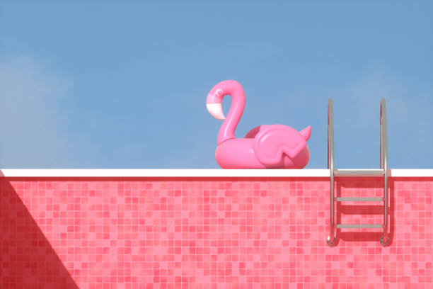 3d rendering of Empty Swimming Pool, Summer Holiday Travel Background.