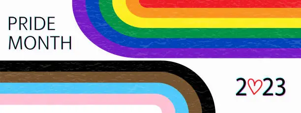 Vector illustration of Pride Month 2023 summer panoramic concept. LGBTQ community and movement of sexual minorities.