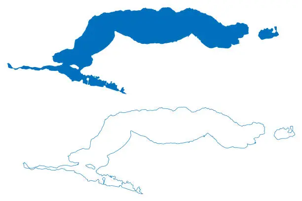 Vector illustration of Lake Peten Itza (Republic of Guatemala, central america) map vector illustration, scribble sketch Lago Petén Itzá map