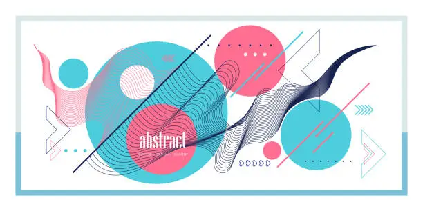 Vector illustration of Vector background with abstract neon shapes in gradient pastel colors