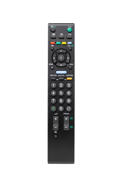 istock Back view of black remote control for TV with clipping path on a white background 1461069237