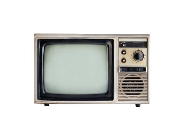 istock Retro old TV with blank screen isolated on white background, vintage television with clipping path 1461069349